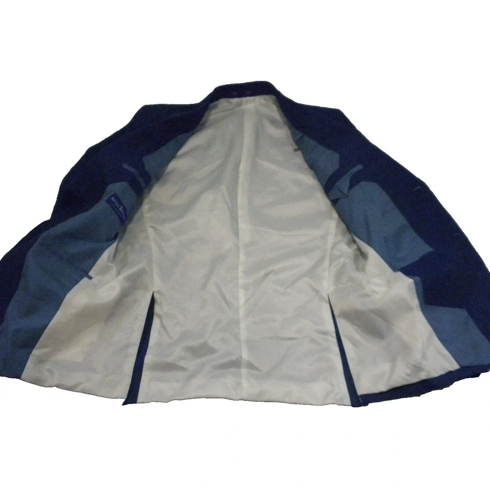 Savile‎ Row Sport Coat 36R Blue Linen 2 Button Dual Vent Lined Blazer Jacket